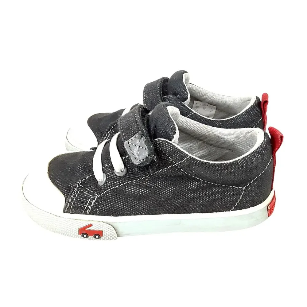 See Kai Run Stevie II Canvas Sneakers Denim Blue Boys 8 Hook and Loop Strap